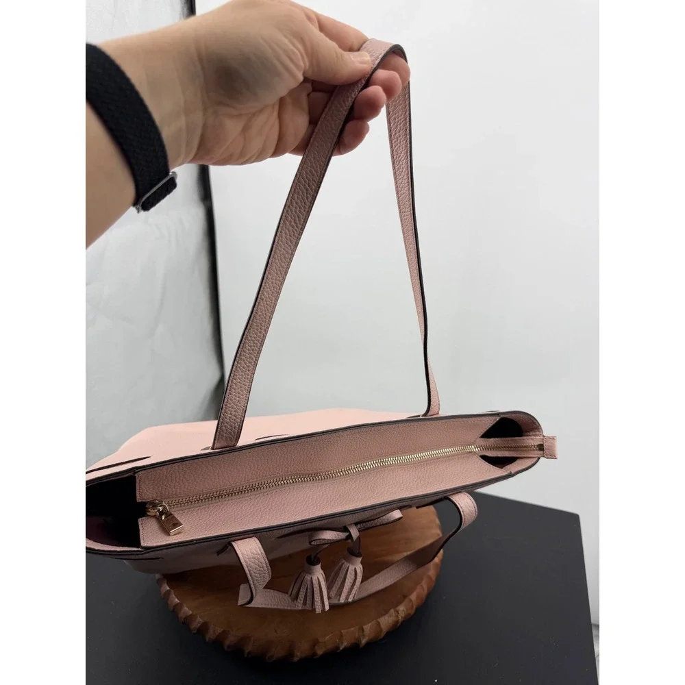 Kate Spade Hayes Tote Bag Womens Large‎ Pink Pebbled Leather Bow Tassel WKRU6244